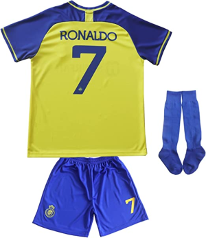 Koszulka Al-Nassr FC Ronaldo 7 Dziecięca Główna 2022 2023 – Krótki Rękaw （+ Krótkie Spodenk）