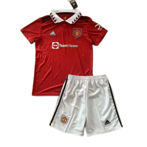 Koszulka Manchester United Dziecięca Główna 2022 2023 – Krótki Rękaw （+ Krótkie Spodenk）