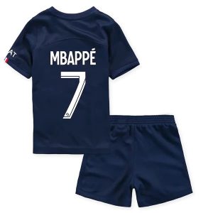 Koszulka Paris Saint Germain PSG Kylian Mbappé 7 Dziecięca Główna 2022 2023 – Krótki Rękaw （+ Krótkie Spodenk）